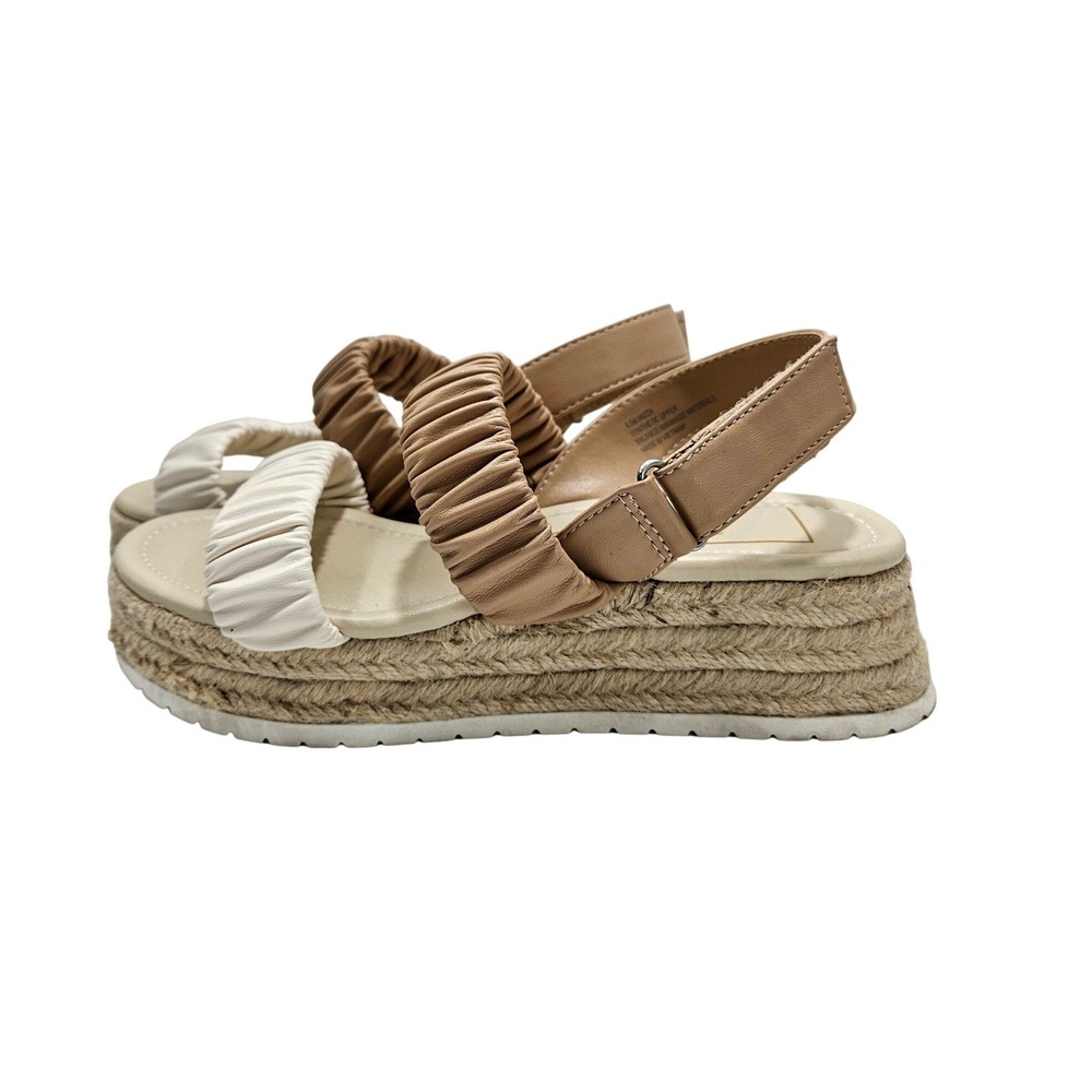 Dolce Vita Mizza Platform Espadrille Sandals Cream Tan Ruched Straps Womens 6.5M